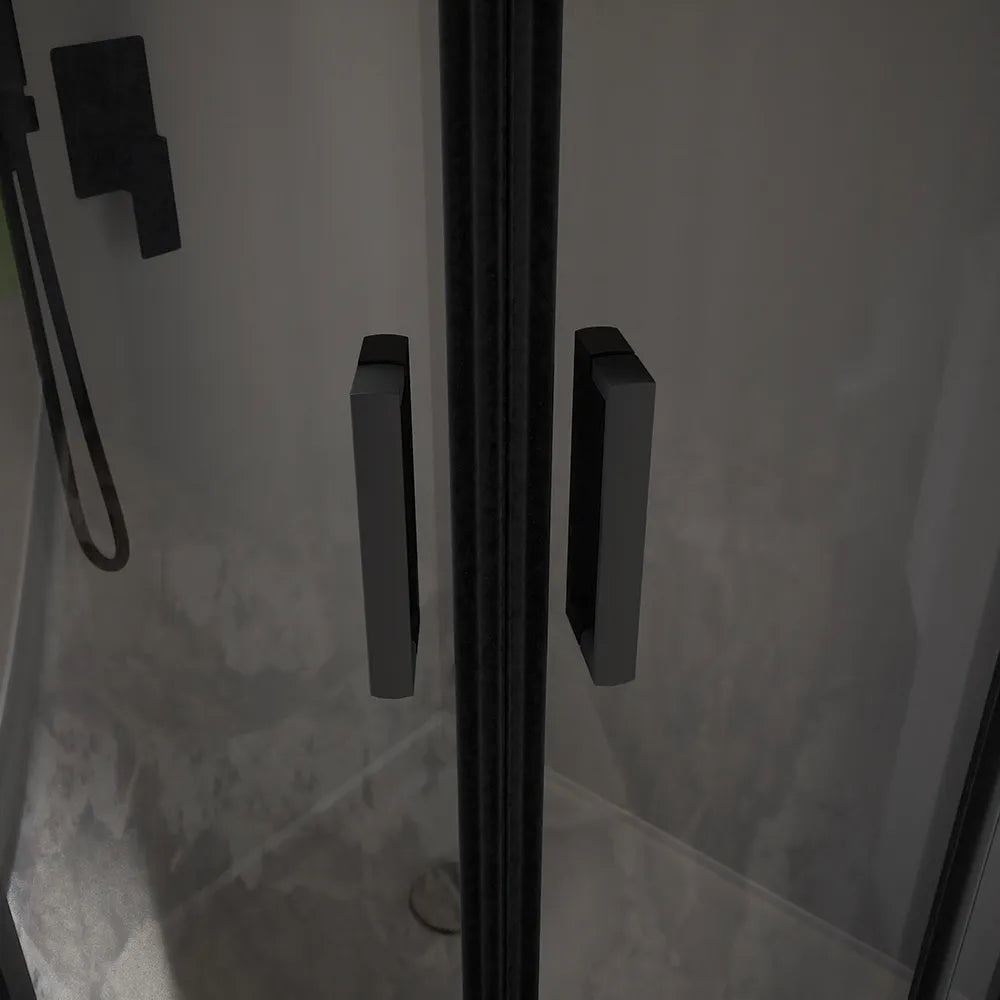 Box doccia semicircolare 80x80 cm profili nero opaco vetro 6mm fumè h185 | Tonga