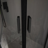 Box doccia semicircolare 80x80 cm profili nero opaco vetro 6mm fumè h185 | Tonga