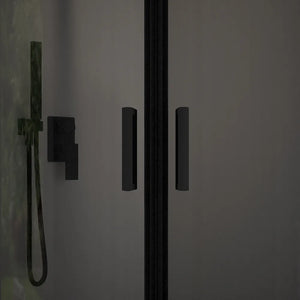 Box doccia semicircolare 75x75 cm profili nero opaco vetro 6mm fumè h185 | Tonga