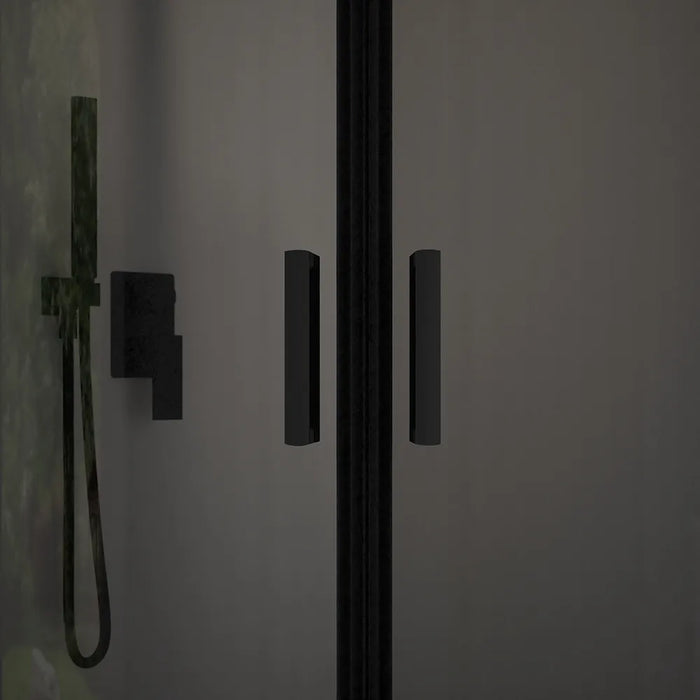 Box doccia semicircolare 75x75 cm profili nero opaco vetro 6mm fumè h185 | Tonga