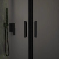 Box doccia semicircolare 70x90 cm profili nero opaco vetro 6mm fumè h185 | Tonga