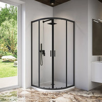 Box doccia semicircolare 80x80 cm profili nero opaco vetro 6mm trasparente h185 | Tonga