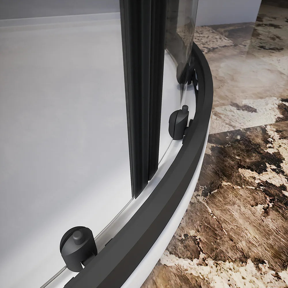 Box doccia semicircolare 75x75 cm profili nero opaco vetro 6mm trasparente h185 | Tonga