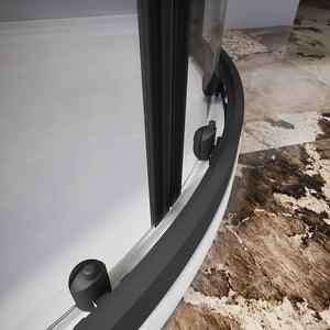 Box doccia semicircolare 80x80 cm profili nero opaco vetro 6mm trasparente h185 | Tonga