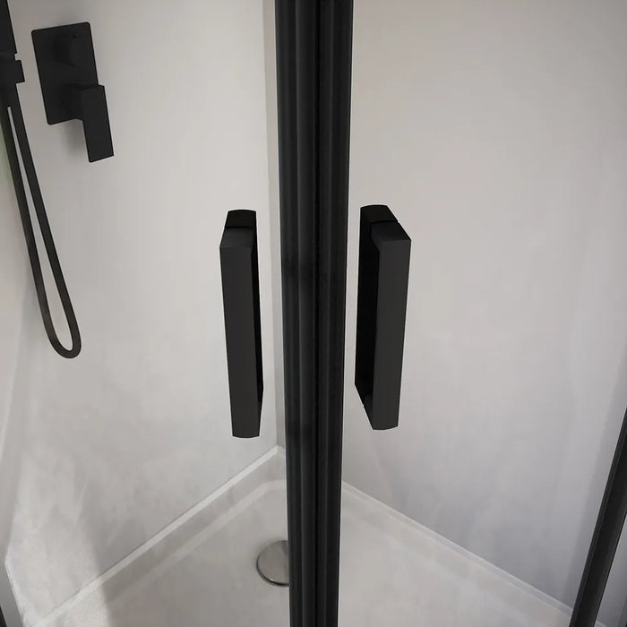 Box doccia semicircolare 80x80 cm profili nero opaco vetro 6mm trasparente h185 | Tonga