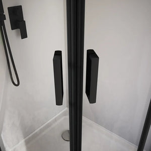 Box doccia semicircolare 80x100 cm profili nero opaco vetro 6mm trasparente h185 | Tonga