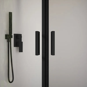 Box doccia semicircolare 80x100 cm profili nero opaco vetro 6mm trasparente h185 | Tonga