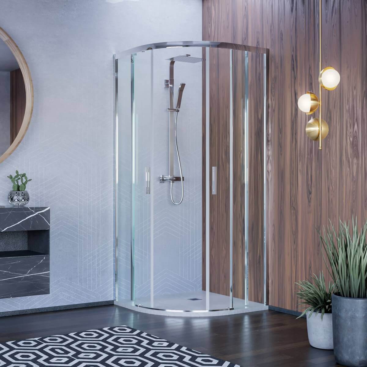 Box Doccia Semicircolare Trasparente 6mm Apertura Scorrevole Anti Calcare - 90x90 raggio 55cm
