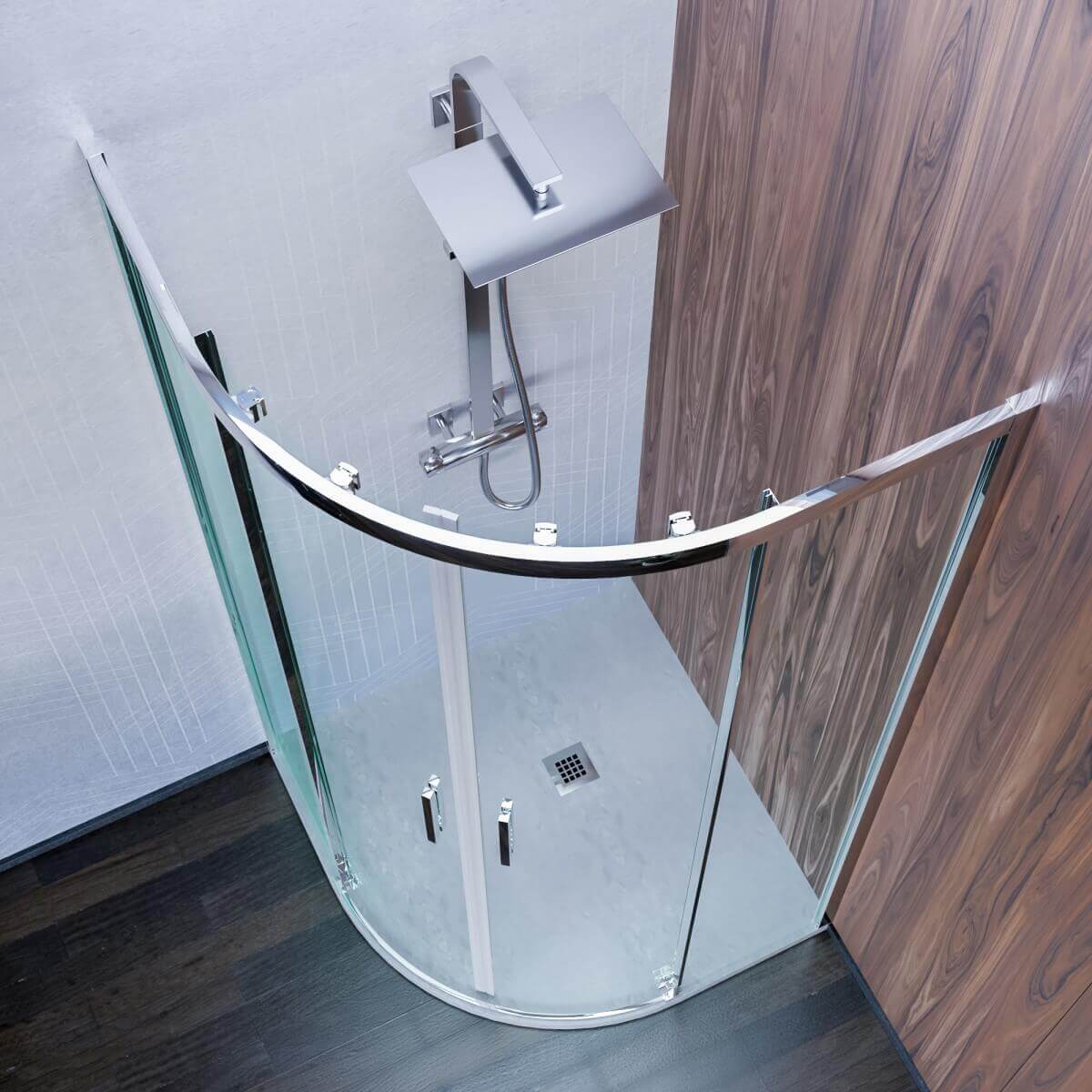 Box Doccia Semicircolare Trasparente 6mm Apertura Scorrevole Anti Calcare - 80x80 raggio 55cm