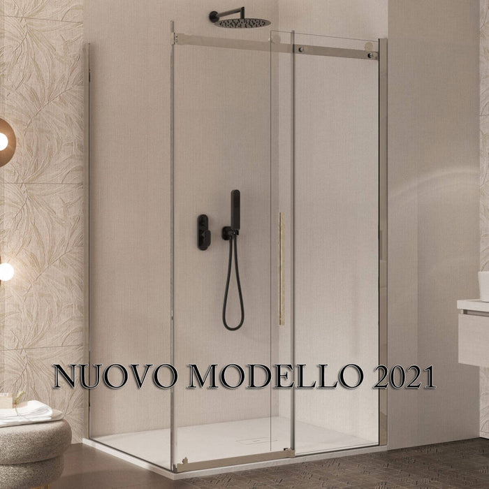 SOTTOCOSTO - Box Doccia Angolare Cristallo Trasparente Anticalcare 8mm Porta Scorrevole - E2.0 - 70x140