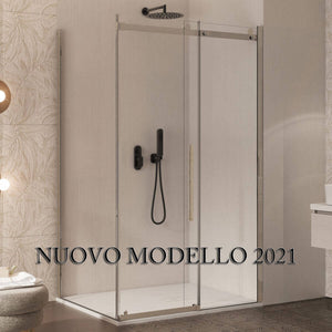 SOTTOCOSTO - Box Doccia Angolare Cristallo Trasparente Anticalcare 8mm Porta Scorrevole - E2.0 - 80x100