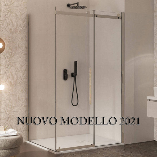 SOTTOCOSTO - Box Doccia Angolare Cristallo Trasparente Anticalcare 8mm Porta Scorrevole - E2.0 - 80x130