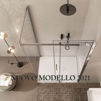 SOTTOCOSTO - Box Doccia Angolare Cristallo Trasparente Anticalcare 8mm Porta Scorrevole - E2.0 - 80x110