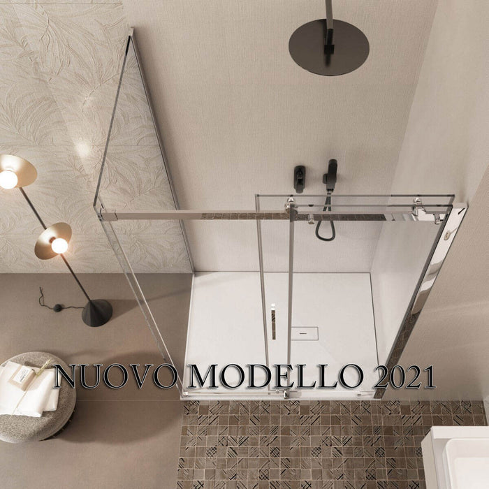 SOTTOCOSTO - Box Doccia Angolare Cristallo Trasparente Anticalcare 8mm Porta Scorrevole - E2.0 - 80x110