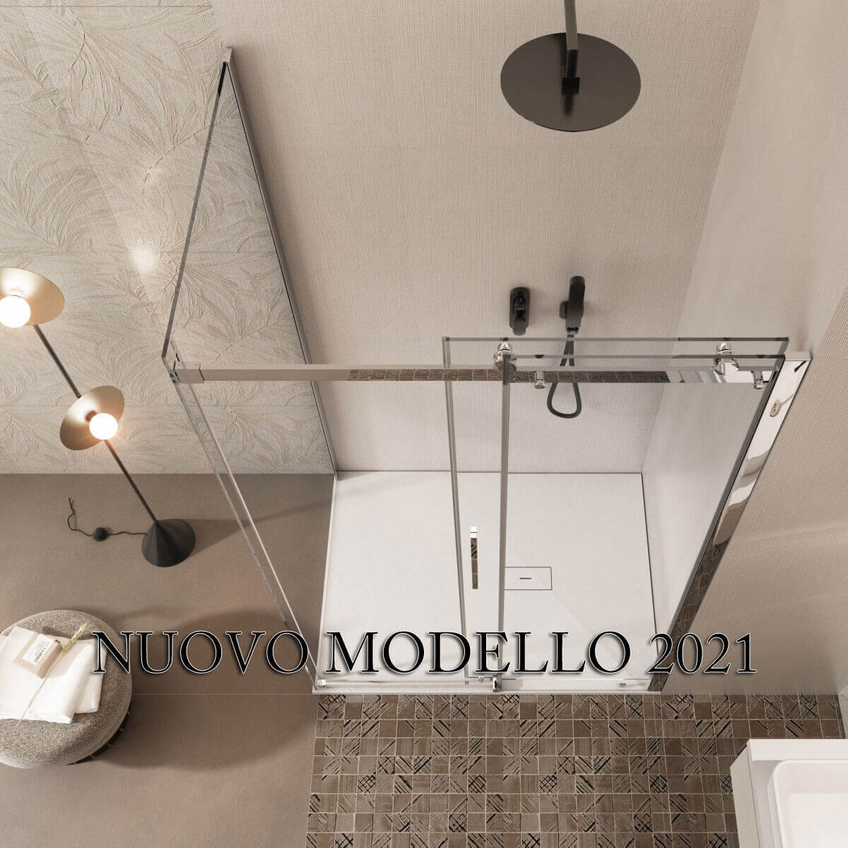 SOTTOCOSTO - Box Doccia Angolare Cristallo Trasparente Anticalcare 8mm Porta Scorrevole - E2.0 - 80x130