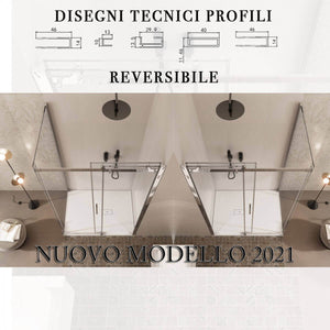 SOTTOCOSTO - Box Doccia Angolare Cristallo Trasparente Anticalcare 8mm Porta Scorrevole - E2.0 - 80x110