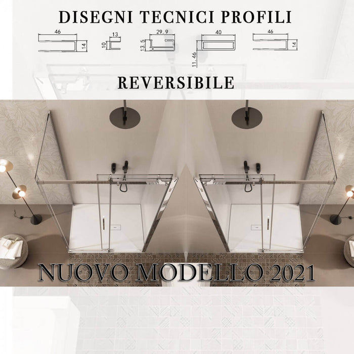 SOTTOCOSTO - Box Doccia Angolare Cristallo Trasparente Anticalcare 8mm Porta Scorrevole - E2.0 - 70x140