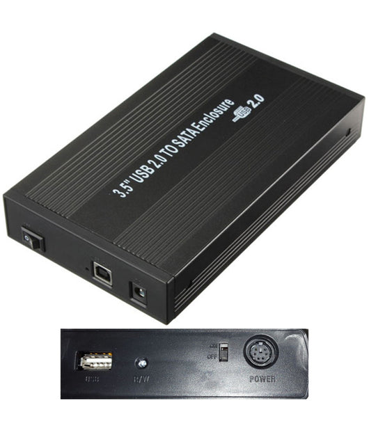 Box Hard Disk Esterno 3,5" Pollici Sata Usb 2.0 Hdd Case Con Alimentatore         