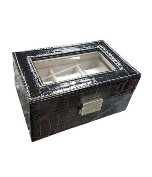 Box Scatola Cofanetto Con Vetrina Porta Orologi Bracciali In Pelle 3 Posti         