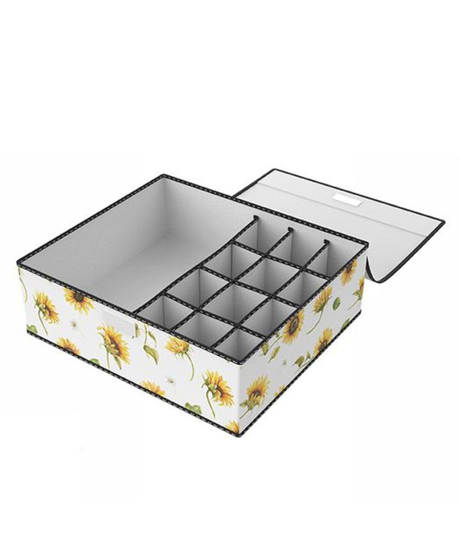 Box Scatola Salvaspazio 12 Griglie Tasche Vani Porta Oggetti Organizer 32x28x11         