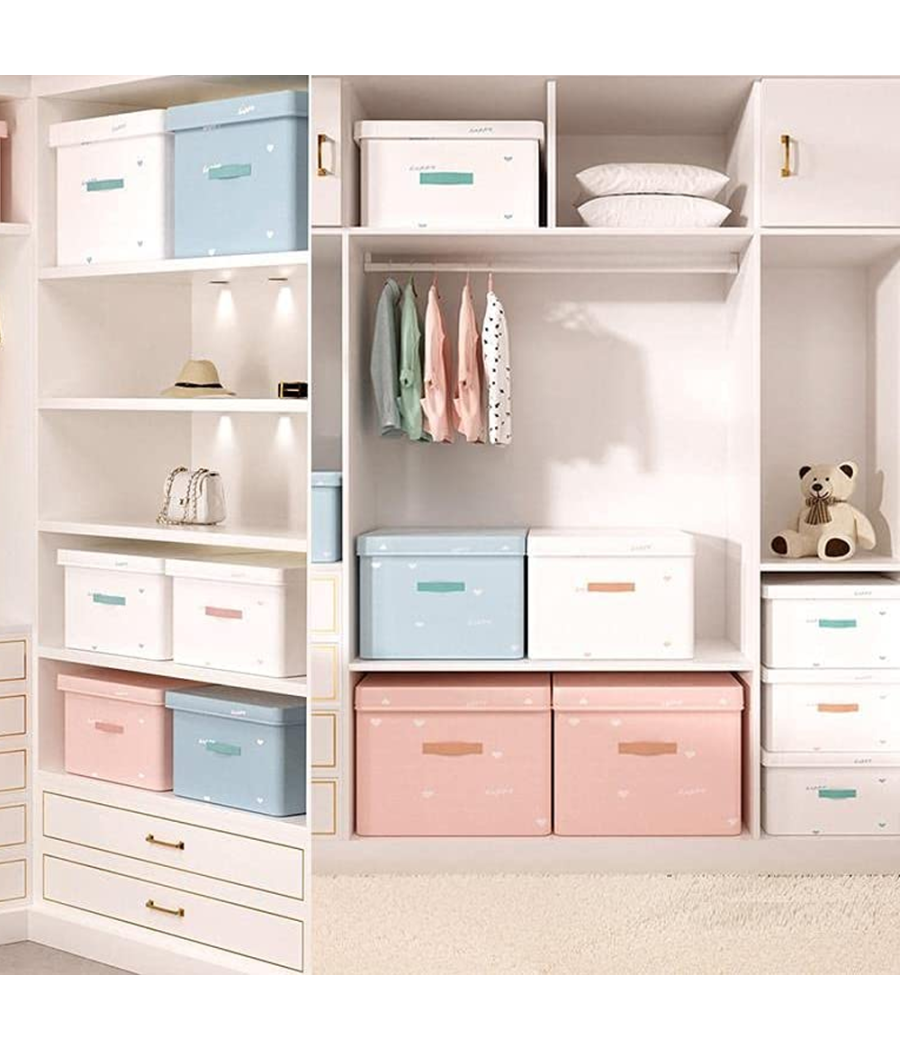 Box Scatola Salvaspazio Armadio Contenitore Porta Oggetti Organizer 35x30x20 Cm         