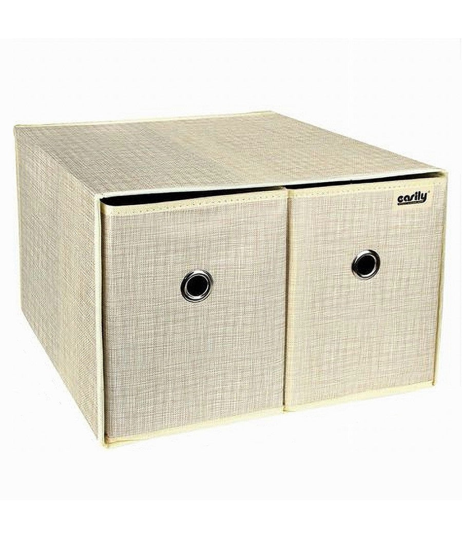 Box Scatola Salvaspazio Contenitore 2 Cassetti Organizer 39 X 34 X 26 Cm 69727         