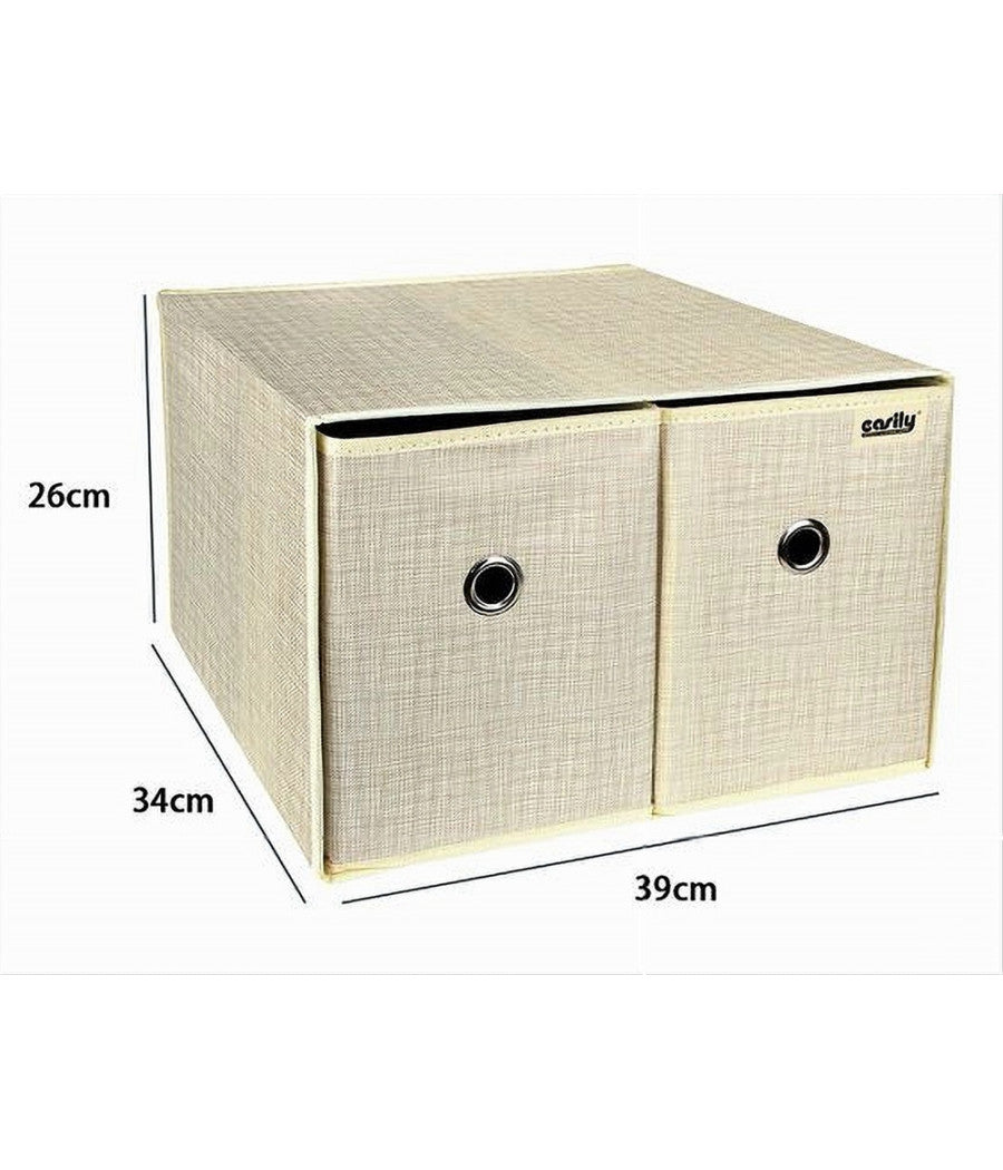 Box Scatola Salvaspazio Contenitore 2 Cassetti Organizer 39 X 34 X 26 Cm 69727         