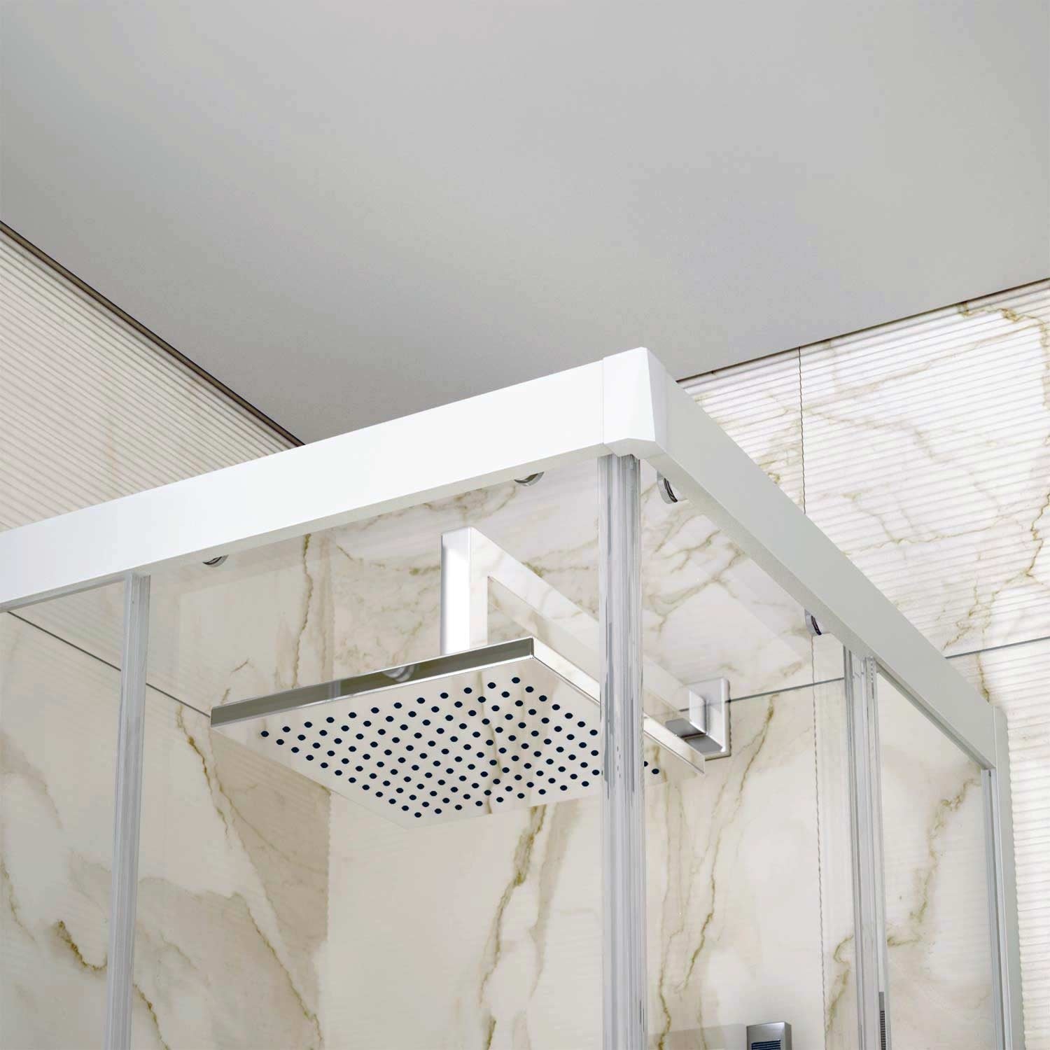 Box doccia angolare scorrevole 110x110 CM H 200 Vetro Trasparente Profilo Bianco mod. Lite