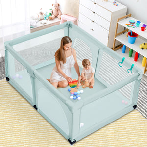 Box per bambini con cancello extra large e rete traspirante, Centro attivit¨¤ portatile per interno Blu-Cancelletti di sicurezza