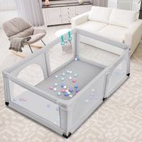 Box per bambini con cancello extra large e rete traspirante, Centro attivit¨¤ portatile per interno Grigio-Cancelletti di sicurezza