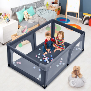 Box portatile sicuro per bambini, Centro attivit¨¤ con cancello rete traspirante e cerniera durevole Grigio scuro-Cancelletti di sicurezza