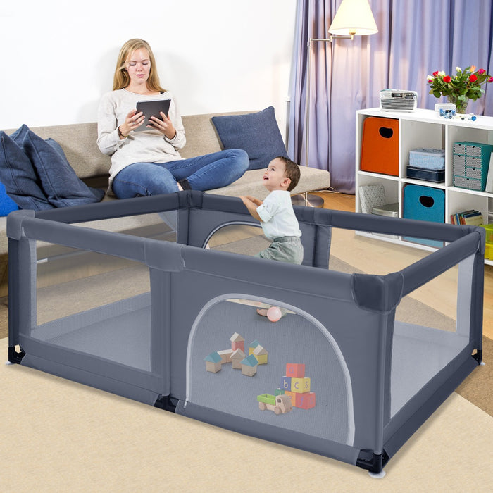 Box portatile sicuro per bambini, Centro attivit¨¤ con cancello rete traspirante e cerniera durevole Grigio scuro-Cancelletti di sicurezza