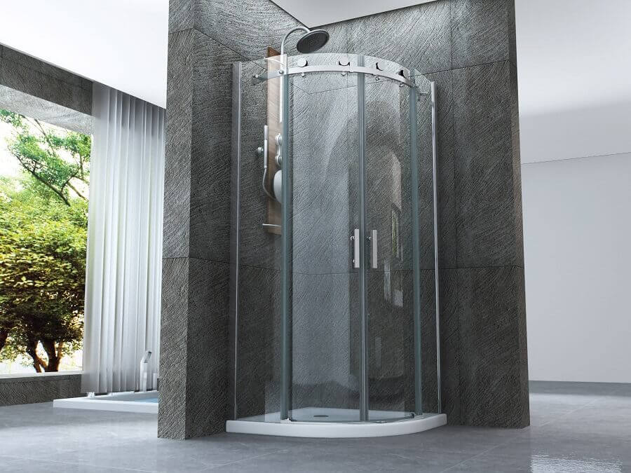 Box Doccia Trasparente 8mm H195 Semicircolare Doppia Anta Scorrevole - Virgo - 80x80