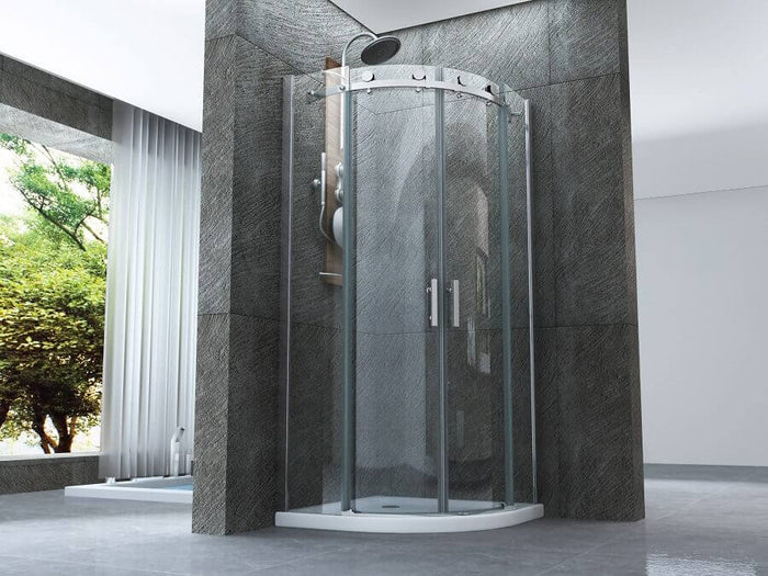 Box Doccia Trasparente 8mm H195 Semicircolare Doppia Anta Scorrevole - Virgo - 80x80