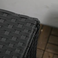 Baule da Giardino in Rattan e Acciaio con Coperchio, 95x60x53cm, Nero