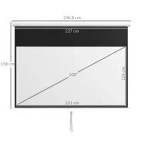 Telo per Proiettore 100" Rapporto 16:9, Fissaggio a Muro e Soffitto per Casa e Ufficio, Bianco