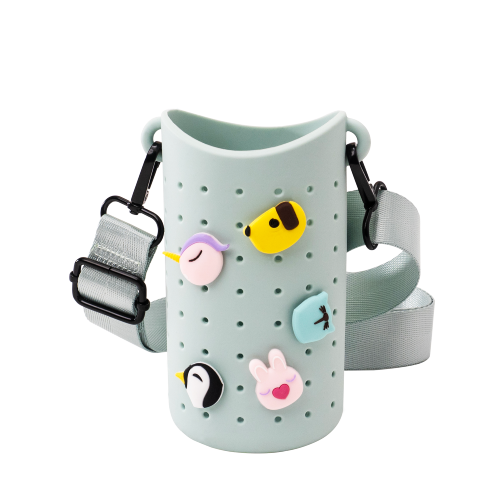 Porta Borraccia in Silicone con Charms Intercambiabili -  Verde