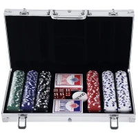 Valigetta Poker Professionale in Alluminio, Set Poker con 300 Fiches e 2 Mazzi per Texas hold'em e Blackjack
