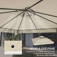 Copertura per Gazebo da Giardino 3x3m, Tetto Sostitutivo UPF30+ a 2 Livelli in Poliestere, Crema