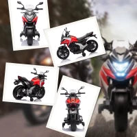 Moto Elettrica per Bambini 3-6 Anni Licenza Honda con Fari, Musica e Rotelle, 107x46x75 cm, Rosso