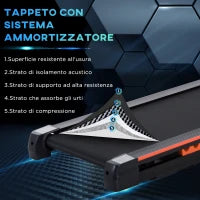 Tapis Roulant Elettrico Pieghevole Salvaspazio con Telecomando e Chiave di Sicurezza, 1-6 km/h, Potenza 0.5HP, 105x56x108.5cm