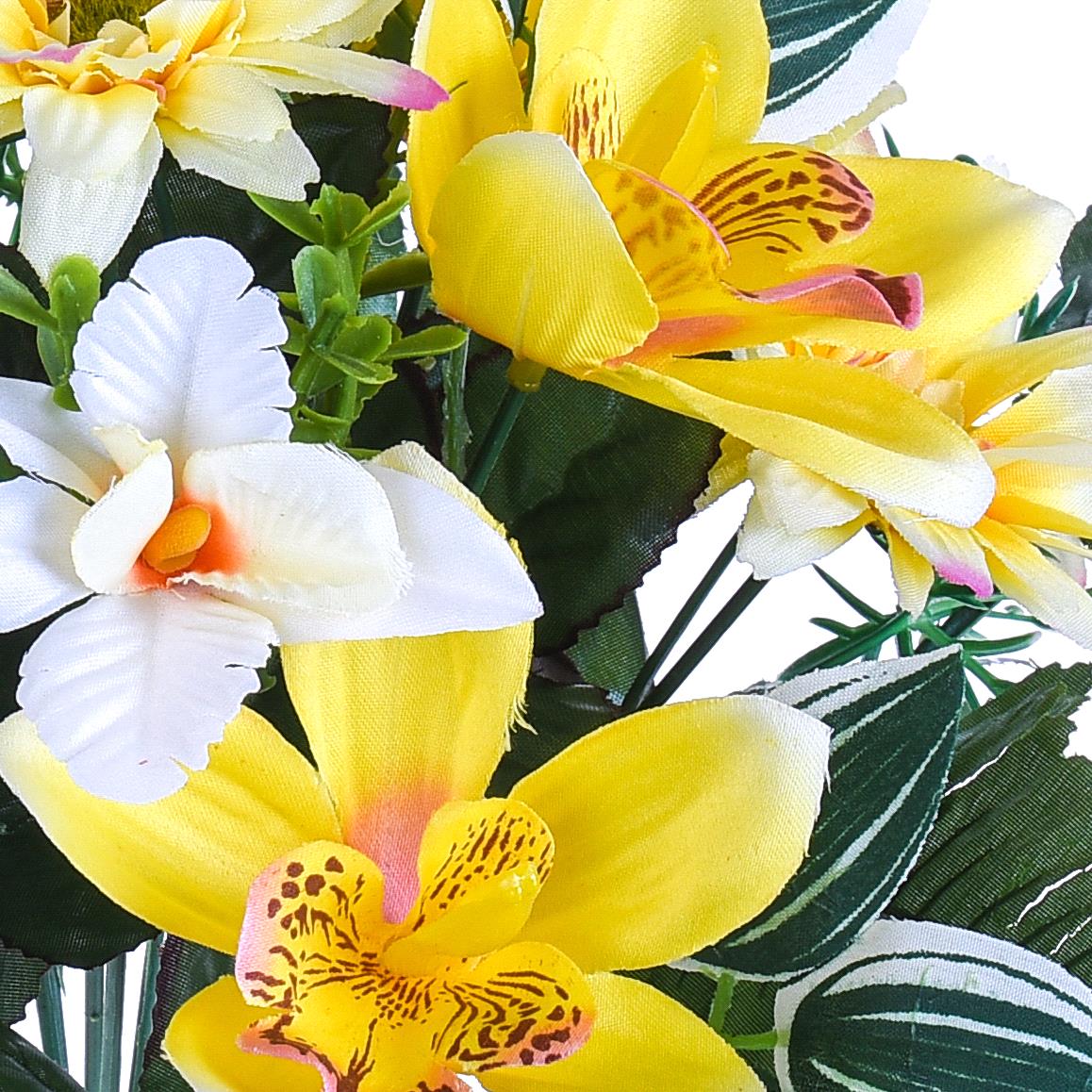 Set 4 Bouquet Artificiali di Margherite e Cattleya H 44 cm