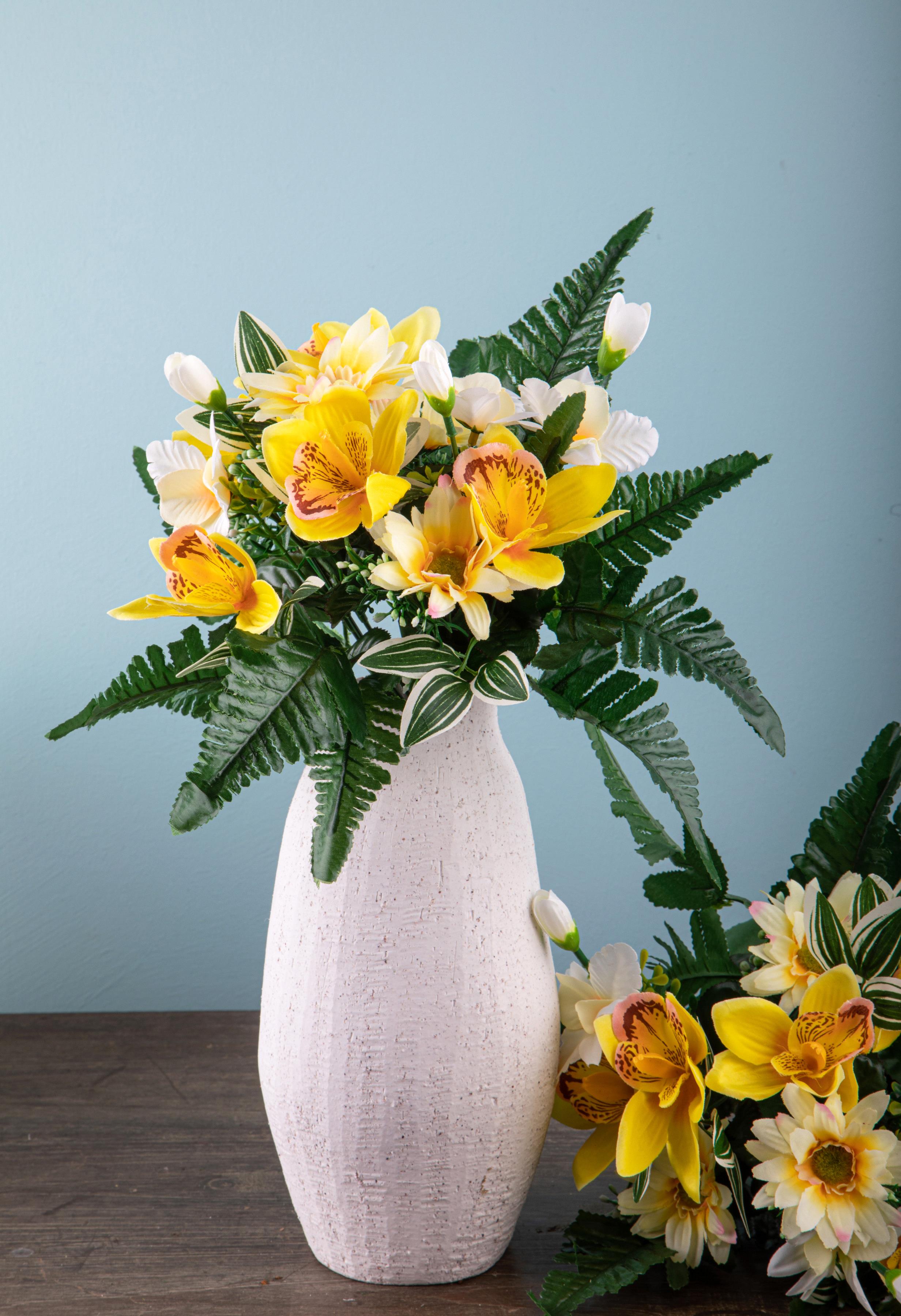 Set 4 Bouquet Artificiali di Margherite e Cattleya H 44 cm