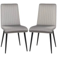 Set 2 Sedie da Cucina Imbottite e Salvaspazio con Gambe in Acciaio, 43x58x90 cm, Grigio e Nero