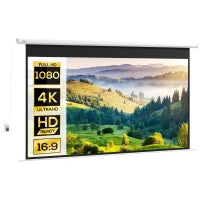 Telo per Proiettore 120" 16:9 Motorizzato con Telecomando, Fissaggio a Muro e Soffitto, Bianco