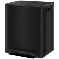 Cestino della Spazzatura con Scomparti, Coperchio con Chiusura Ammortizzata, Antigraffio, Acciaio Inossidabile, Nero