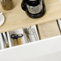 Buffet Mobile da Stoccaggio con 2 Cassetti 3 Mensole Aperte e Mobile con 2 Ante, 110 x 29,5 x 82 cm, Bianco