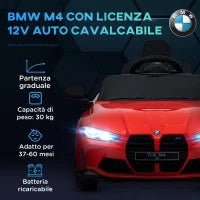 Macchina Elettrica per Bambini a Licenza BMW M4 con Telecomando, Clacson e Fari, 108x69.5x51 cm, Rossa