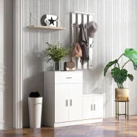 Scarpiera con Appendiabiti a Combinazione per Ingresso e Camera da Letto Legno 100x32x187cm Bianco