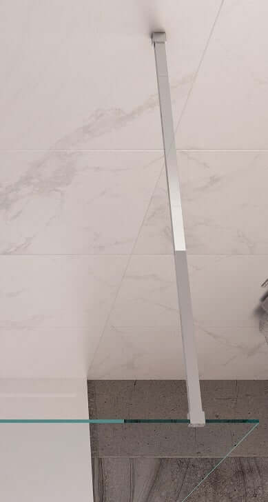 Parete Doccia Walk-In H195cm Cristallo Trasparente 8mm Anticalcare - 130 cm